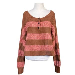American Eagle striped sweater Cropped Rust Pink
